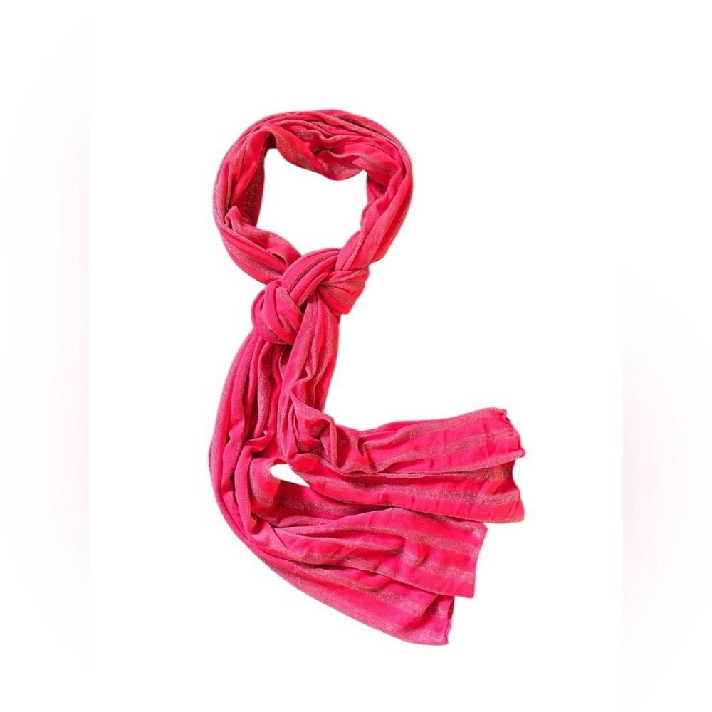 Victoria’s Secret Supermodel Essentials Coral Scarf Silver Sparkle Knit Oblong